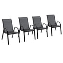 Set 4 Sedie da Giardino 70x54x90 cm in Metallo e Tessuto Nero