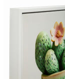 Stampa su Tela Laccata con Cornice Vasetto Cactus 40x2,8x40 cm in Pino e Tela e Plastica      