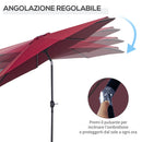 Ombrellone da Giardino in Acciaio 3x2.45m Inclinabile Rosso Vino 