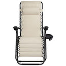 Sedia Poltrona Giardino Zero Gravity Pieghevole Acciaio Oxford con Vassoio Beige
