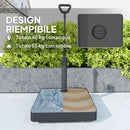 Base per Ombrellone Riempibile 60x60x100 cm con Maniglia e Ruote in HDPE Nero  