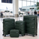 Set 3+1 Valigie Rigide Beauty Case da Viaggio e Maniglia con Ruote Multidirezionali e Telescopica Verde Oliva      