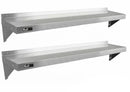 Set 2 Mensole a Muro 150x30 cm per Cucine di Ristoranti Pizzerie in Acciaio Inox