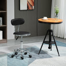 Sgabello per Estetista con 5 Rotelle 38x48x70,5-86 cm Schienale Curvo e Altezza Regolabile Nero