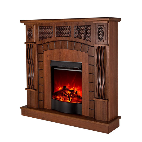 Camino Elettrico da Pavimento 112x115x30 cm Effetto Fiamma 1600W Amsterdam & Corsica Noce prezzo