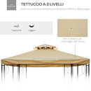 Tetto di Ricambio per Gazebo da Giardino a 2 Livelli 400x300 cm in Poliestere Anti UV Crema  