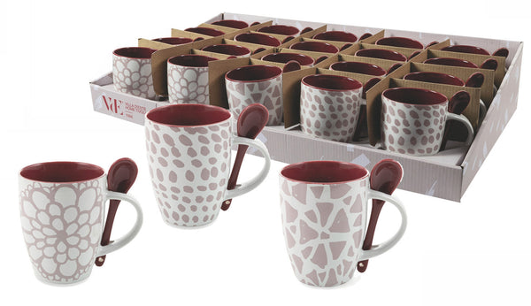 acquista Set 20 Tazze con Cucchiaino Ø8x10 cm in Ceramica Villa d'Este Home Tivoli Aurora Bianco e Viola