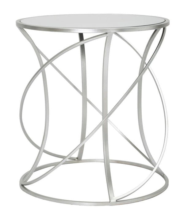 online Tavolinetto Saturn Ø50x55 cm in Ferro e Specchio e MDF Argento