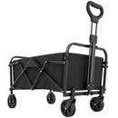 Carrello da Giardino Pieghevole 66L con Manico Regolabile e Portabicchieri in Tessuto Oxford Nero      