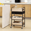 Carrello da Cucina 4 Livelli 45x35x79,5 cm con Cassetto e Vassoi Portavivande  in Legno e Acciaio