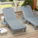 Set 2 Lettini Prendisole 62x158x88 cm con Schienale Regolabile e Vassoi in Polipropilene Grigio Scuro      