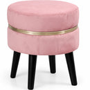 Pouf Sgabello Ø35x40,5 cm Design Moderno Poggiapiedi con Rivestimento in Velluto Rosa     