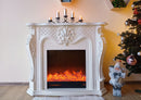 Camino Elettrico da Pavimento 116x150x33 cm Effetto Fiamma 1500W Perla Bianco