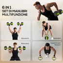 Set Pesi Palestra 6 in 1 Multifunzione 25kg Totali in Plastica e Sabbia Verde      
