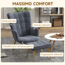 Poltrona con Pouf Poggiapiedi 71x77x99 cm in Tessuto Effetto Velluto Grigio