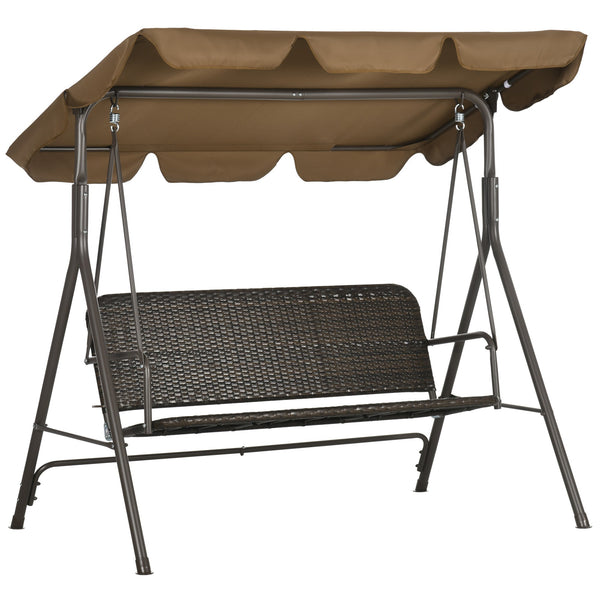 Dondolo da Giardino 3 Posti 167x112x153 cm in Rattan PE e Acciaio Marrone sconto