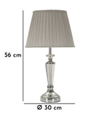 Lampada da Tavolo Silvery Ø30x56 cm in Metallo e Vetro e Tessuto Argento      
