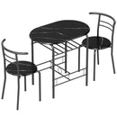 Set Tavolo Moderno con 2 Sedie per Sala da Pranzo Design Salvaspazioin MDF e Metallo Marrone e Nero      