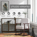 Poltrona a Dondolo 66x78x76 cm in Tessuto Effetto Lino e Legno Beige e Marrone