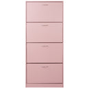 Scarpiera 4 Ante 63x24x150 cm Ripiani Doppia Profondità in MDF Rosa 
