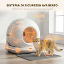 Lettiera Autopulente per Gatti 58,1x47,5x53 cm con Telecamera HD Contenitore da 7L e Sensori in PP e ABS Bianco e Grigio      