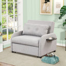 Poltrona Letto Singolo Trasformabile 105x94x86 cm in Tessuto Lino Sfoderabile Grigio Chiaro