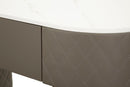 Toeletta Sharon Grigia con Puff 120x40x75 cm in Pino e MDF e Metallo e Plastica      