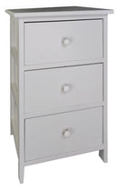 Comodino 3 Cassetti in Legno 35x25x55 cm Miki Bianco