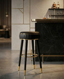 Sgabello Bar London Nero Ø38x74 cm in Pino e MDF e Spugna e Metallo e PU      