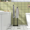 Piantana Portasciugamani da Bagno da Terra Autoportante 2 Bracci in Metallo 35,5x20x78 cm Nero