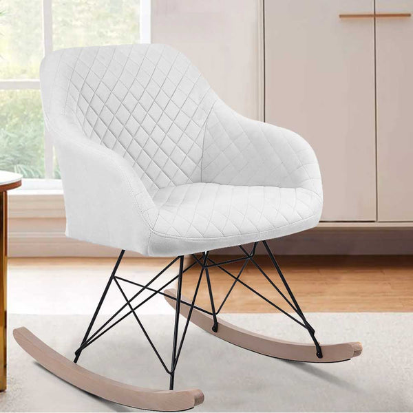 Poltrona Sedia Dondolo Relax Base Slitta Scandinavo Imbottita Design Unic Crema prezzo