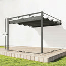 Pergola Addossata 3x3 m con Tetto Retrattile Scorrevole UV30+ e Fori di Drenaggio Grigio Scuro      