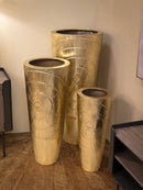 Porta Vasi Goldely Tris Ø50,8x114,9 cm - Ø40x92,7 cm - Ø29,8x70,5 cm in Ferro Oro      