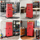 Carrello Porta Attrezzi 60,5x33,5x131 cm con Serratura 6 Cassetti 2 Armadi in Acciaio Rosso      