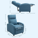 Poltrona Reclinabile 69x88x101 cm Imbottita con Poggiapiedi in Tessuto Effetto Lino e Acciaio Blu      