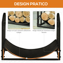 Portalegna per Camino 60,5x36x46,5 cm in Metallo Nero