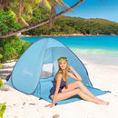 Tenda da Spiaggia Campeggio Impermeabile Apertura Pop-Up 150x200x115 cm Azzurro 