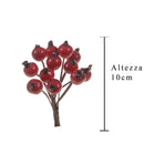 Set 24 Bacche Pirichanta Artificiali Larghezza 1 cm Rosso