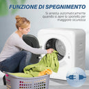 Mini Asciugatrice Portatile 48x43x57 cm Capienza 4 kg 5 Programmi 800W Fino 60℃ Timer Tamburo in Acciaio Inox Bianco      