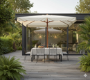 Ombrellone da Giardino 3x2 m Palo Ø48 mm in Legno Vorghini Classic Ecrù