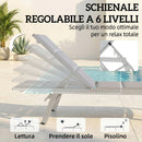 Sdraio Imbottita 64x181x90 cm Schienale 6 Posizioni Capacità 120 Kg Telaio Alluminio Grigio Chiaro      