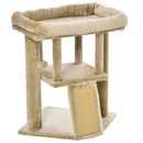 Albero Tiragraffi per Gatti con Casetta e Lettino 40x40x57 cm in Peluche e Juta Marrone