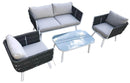 Set Salotto da Giardino in Alluminio Divano 2 Poltrone e Tavolino Vorghini Stoccolma