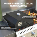 Mini Forno per Pizza da Barbecue 53x40x18,5 cm con Pietra in Cordierite e Termometro in Metallo Nero      