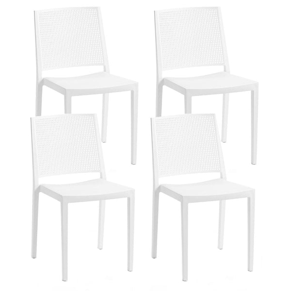 Set 4 Sedie Impilabili 81x46x56 cm in Polipropilene e Fibra di Vetro Porto Bianco sconto
