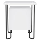 Comodino con Armadietto e Mensola 40x40x45 cm in Legno e Metallo Bianco