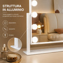 Specchio ad Arco da Tavolo 30x40 cm Struttura e LED a Bulbi 3 Colori in Alluminio Bianco      