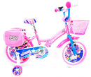 Bicicletta per Bambina 16" 2 Freni con Cestino e Borse Laterali Rosa e Bianca