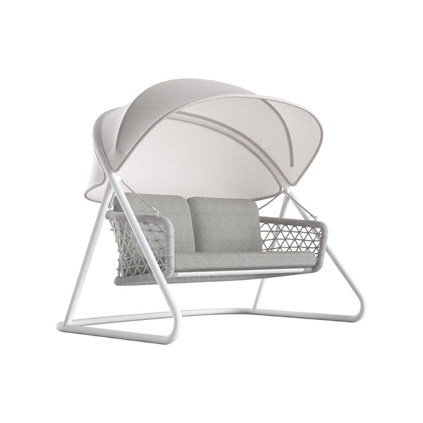 Dondolo da Giardino 2 Posti 185x137x154 cm con Tettuccio Parasole Regolabile Muses Grigio acquista