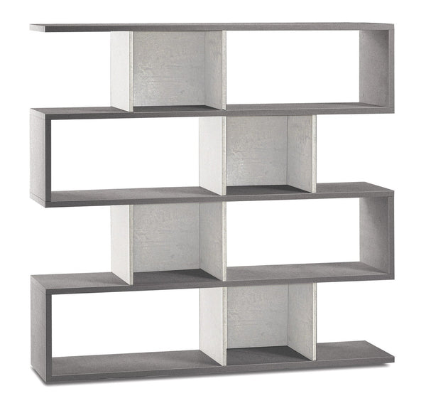 acquista Libreria Modulare 4 Ripiani 150x144x38 cm Cemento/Ossido Bianco